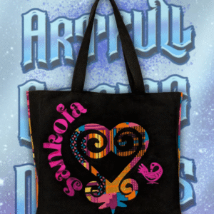 Sankofa Heart Pink Kente Tote