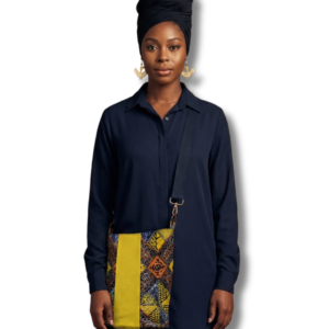 Canvas and Wax Print Crossbody Bag