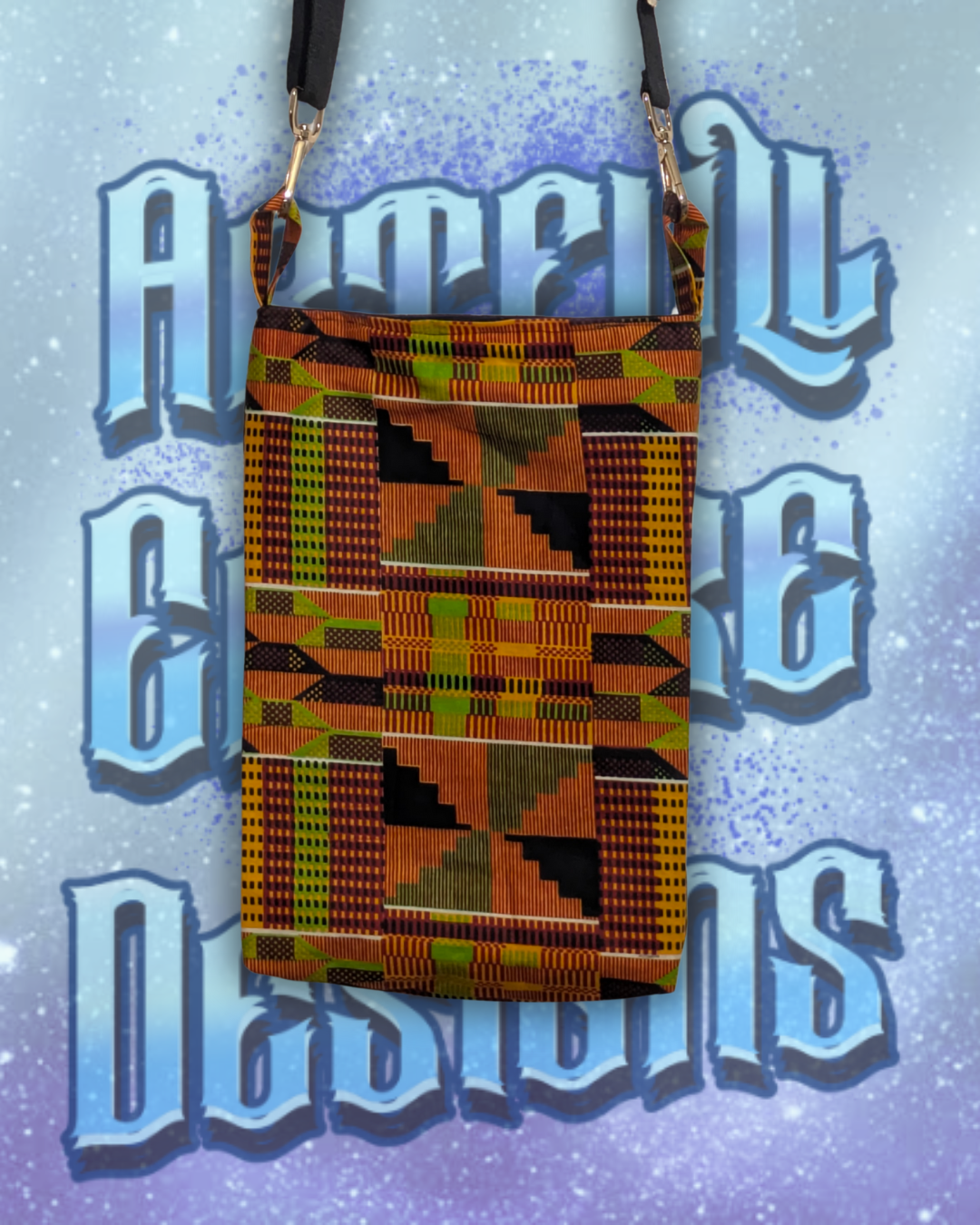 Canvas and Kente Cloth Sankofa Crossbody Bag - Image 2