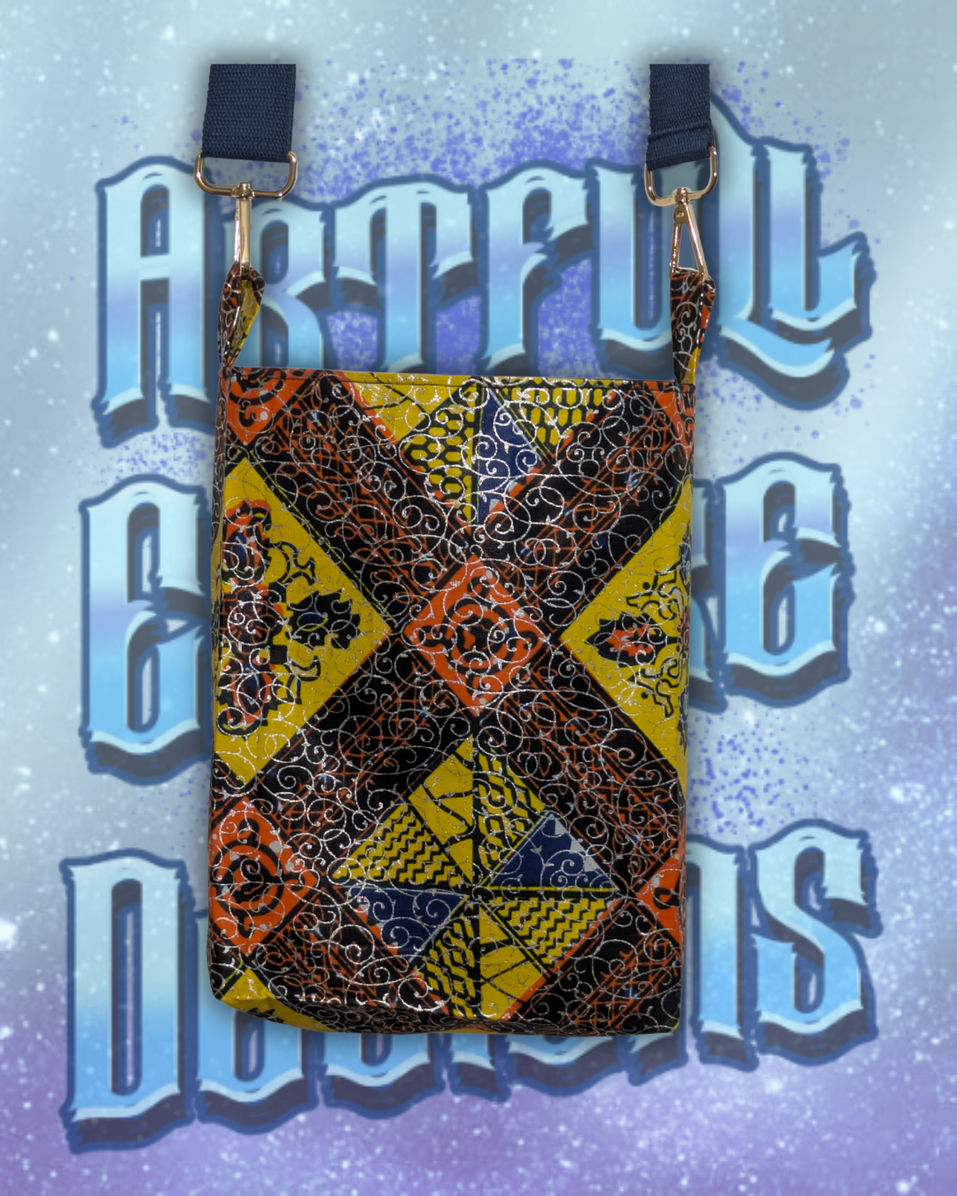 Canvas and Wax Print Crossbody Bag - Image 2