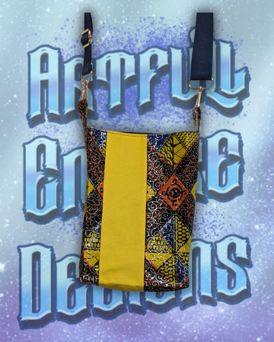 Canvas and Wax Print Crossbody Bag