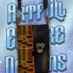 Canvas and Kente Cloth Sankofa Crossbody Bag