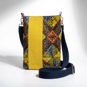 Canvas and Wax Print Crossbody Bag