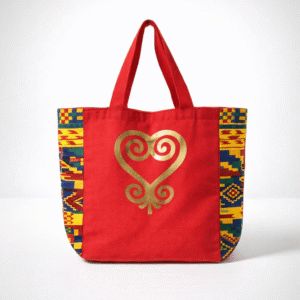 Red Canvas and Kente Cloth Sankofa Tote
